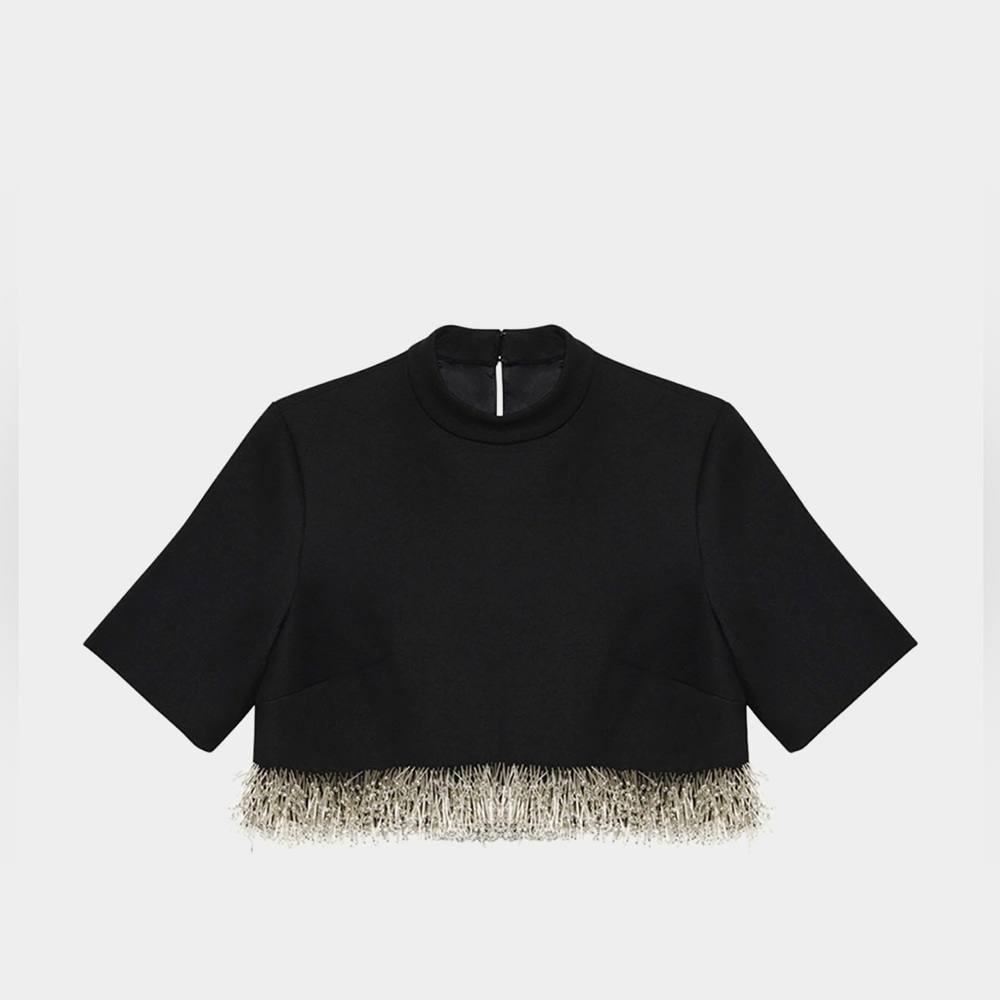 SIMKHAI
Jalen Beaded Short-Sleeve Crop Top 5